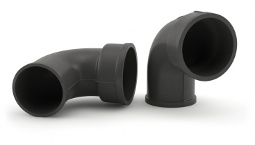 Отвод ПП (Колено) угол 90°, с у/к (Политэк, Россия) правый 50мм толщ.ст. 2,7мм Дн110