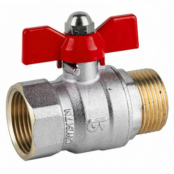 3038 02 DN08 (1/4") PN25 Кран шаровой полнопроходной GENEBRE, корпус-латунь, уплотнение-PTFE, НР/ВР ручка-
 бабочка