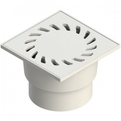 Трап ПП с пластиковой решеткой (Россия) вертикальный, с пл/решеткой 150х150 Дн110