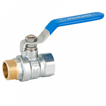3034 02 DN08 (1/4") PN25 Кран шаровой полнопроходной GENEBRE, корпус-латунь, уплотнение-PTFE, НР/ВР ручка- рычаг