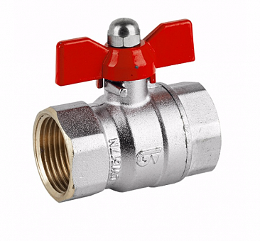 3037 02 DN008 (1/4") PN25 Кран шаровой полнопроходной GENEBRE, корпус-латунь, уплотнение-PTFE, ВР/ВР ручка- бабочка