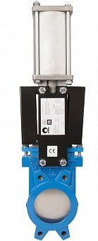 Задвижка шиберная двусторонняя СМО А-01-D/A-E DN800 PN2 чугун, пневмоприводом двойного действия