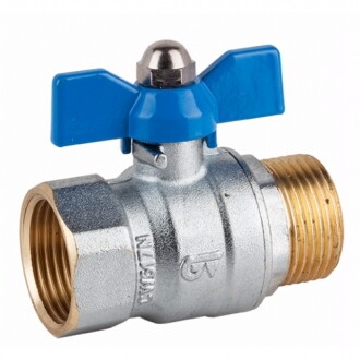 3036 02 DN08 (1/4") PN25 Кран шаровой полнопроходной GENEBRE, корпус-латунь, уплотнение-PTFE, НР/ВР ручка-
 бабочка