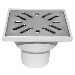 Трап ПП с решеткой из нержавеющей стали (Татполимер, Россия) вертикальный, с нж/решеткой 100х100 Дн50