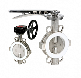 Затвор дисковый поворотный Genebre 2104 DN150 PN10 корпус AISI 316 диск нерж. сталь AISI316, уплотнение PTFE