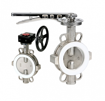 Затвор дисковый поворотный Genebre 2104 DN150 PN10 корпус AISI 316 диск нерж. сталь AISI316, уплотнение PTFE