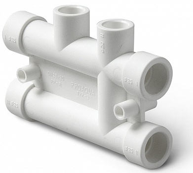Блок ПП распределительный PRO AQUA на 2 направления (водоснабжение) Дн25-20