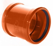 Муфта ПП надвижная с р/к (цвет кирпичный) (Политэк, Россия) Дн160