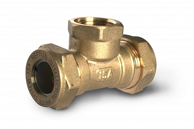 Тройник муфта-штуцер-муфта, латунь Ду20