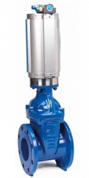 Задвижка AVK фланцевая длинная, с пневмоприводом Festo типа DPL PN10 серия 715/30 DN200